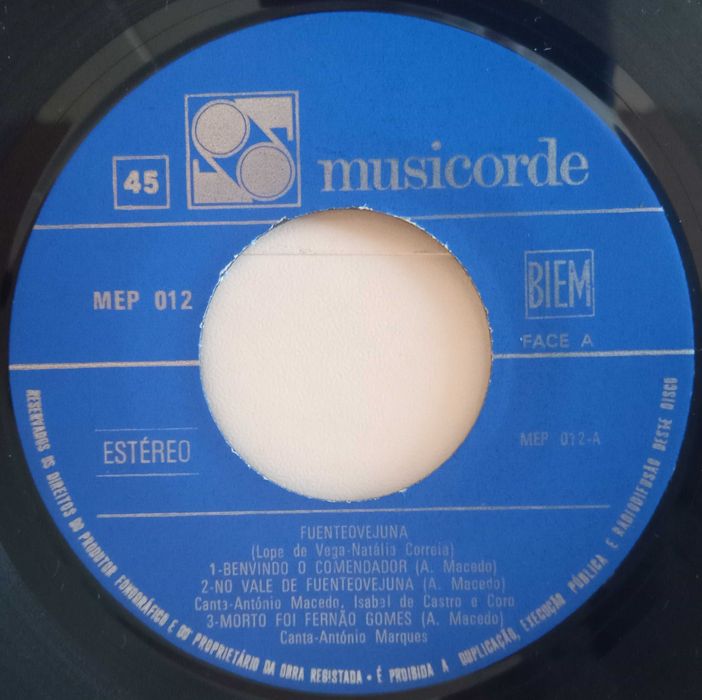 Lope de Vega / Natália Correia ...	- - - - -	Fuenteovejuna	- - - - -EP