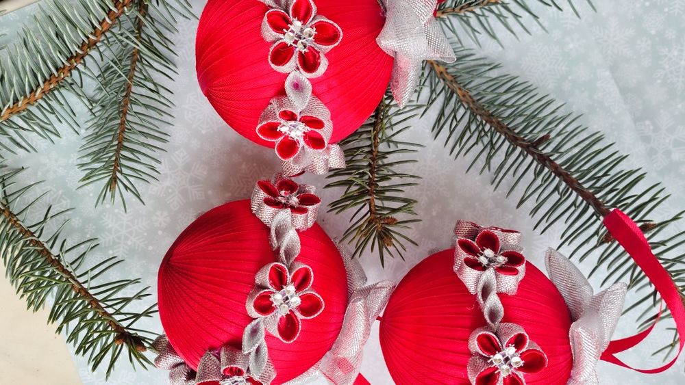 Bombki choinkowe ręcznie dekorowane komplet 3 sztuki