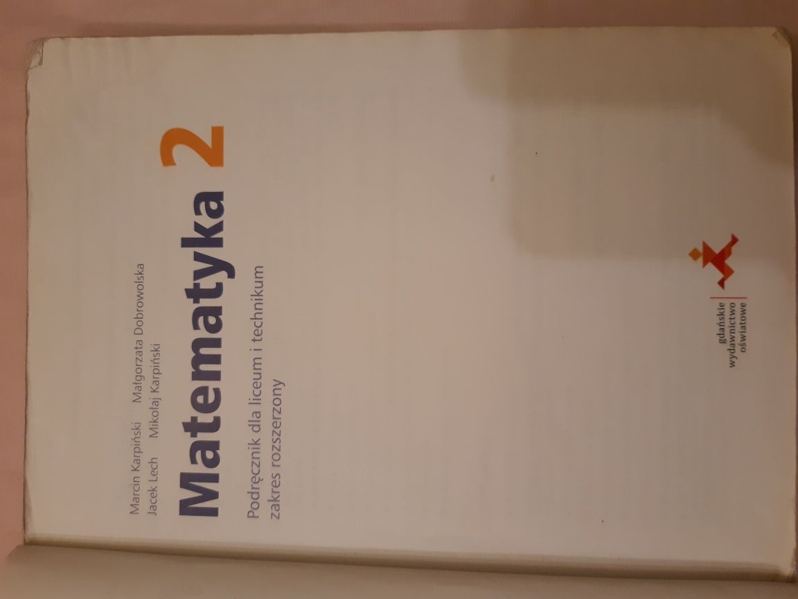 Podręcznik Matematyka 2 dla liceum i technikum zakres rozszerzony GWO