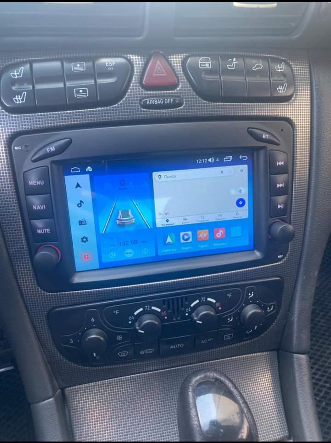 Rádio Android 12 com GPS Mercedes W203/W209 (Novo)