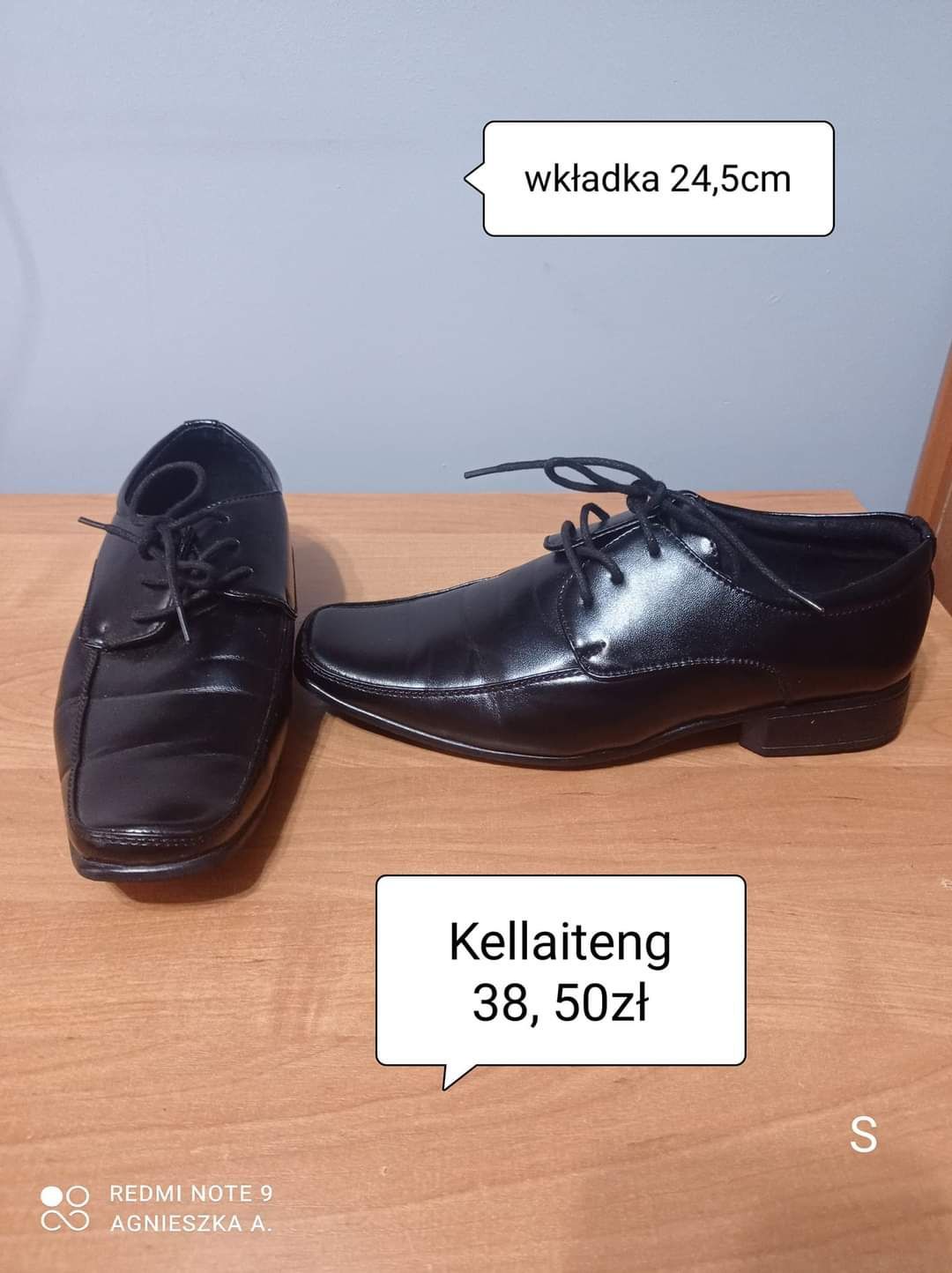 Półbuty 38 wkładka 24,5cm buty czarne eleganckie wizytowe wesele impre