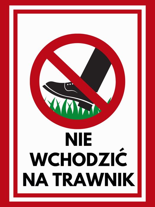 plakat metalowy informacyjny informacja nie wchodzić na trawnik 30x40