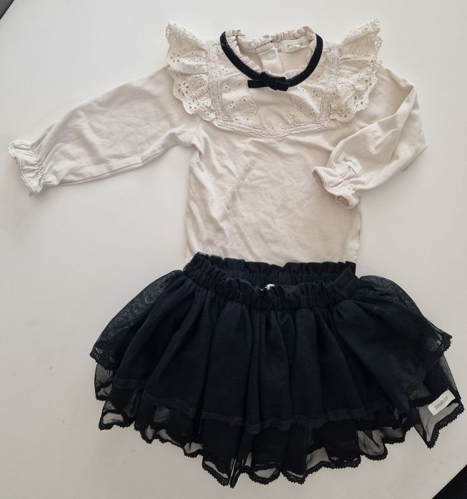 Newbie komplet body spodniczka eleganckie 74 80