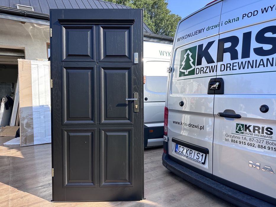 Drzwi zewnętrzne wewnątrzklatkowe czarne Na wymiar montaż Cała Polska