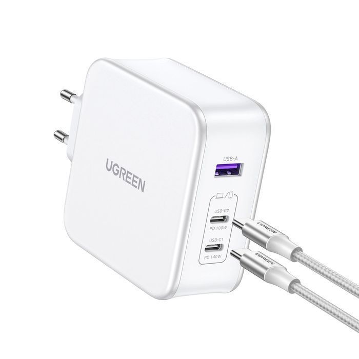 Ładowarka GaN Ugreen Nexode Cd289 140W + Kabel USB-C 1.5M - Biała