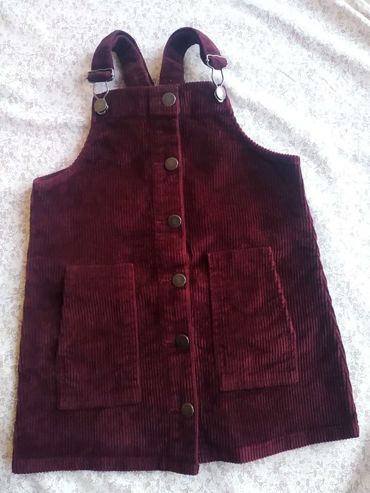 Sukienka Bordowa ogrodniczka 98