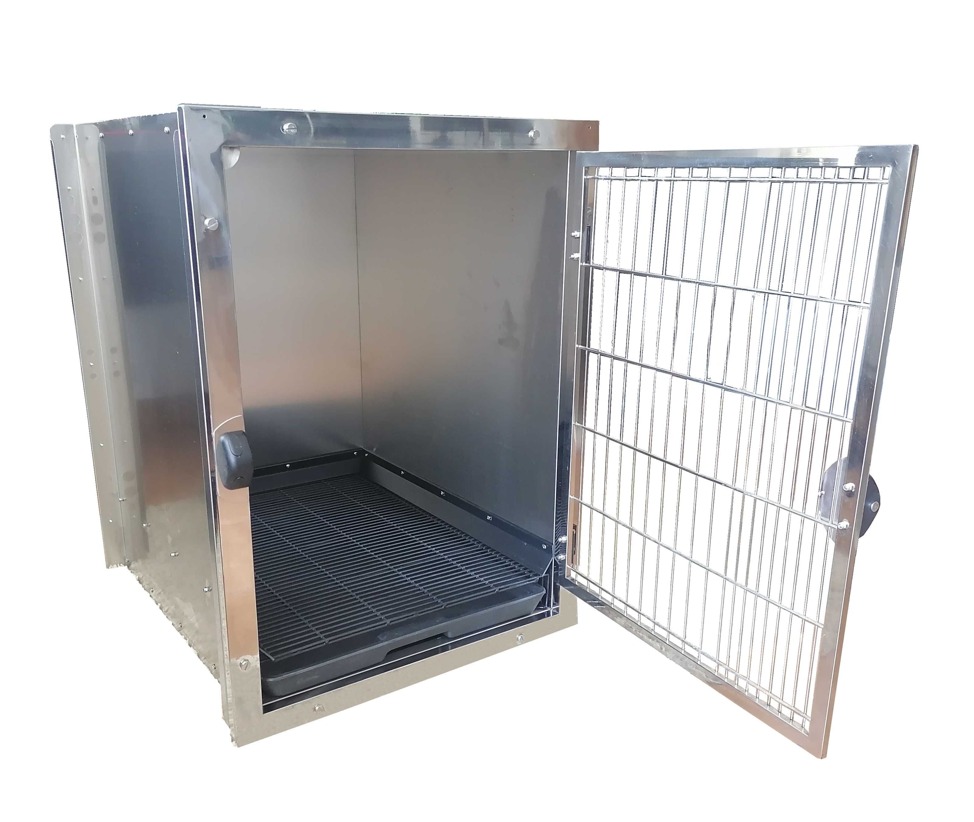 Klatka dla zwierząt średnia 59 x 66 x 79 cm stal nierdzewna z kuwetą