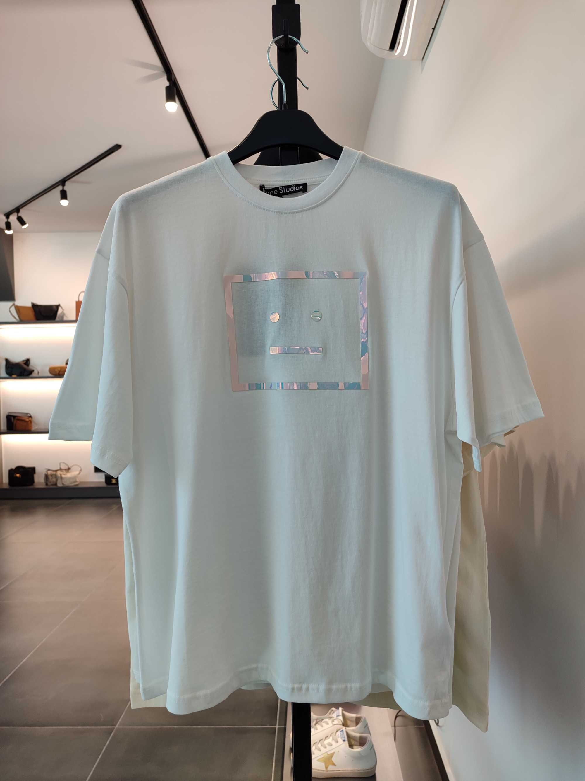 Футболка Acne Studios Exford Metallic Face Patch T-Shirt White