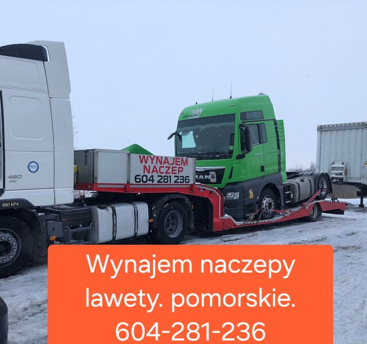 Wynajem naczepa niskopodwoziowa laweta najazd. Pomorskie