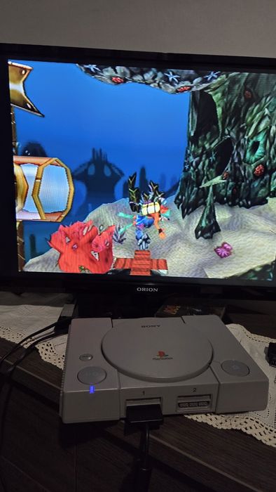 PS1 fat com picostation comando e cartões de memória