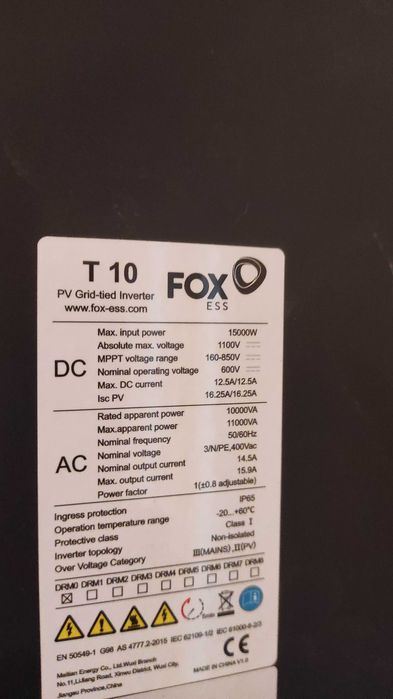 Inwerter falownik fotowoltaiczny Foxess T10 FOX fox-ess 10 - 15kW 3F