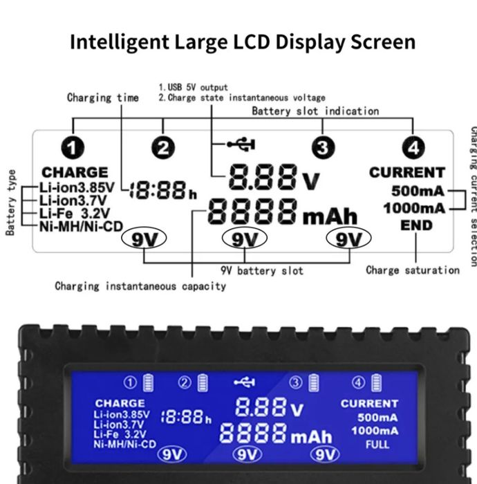 HTRC Зарядка для акумуляторів 18650 і багатьох інших Li-PO / Li-ion