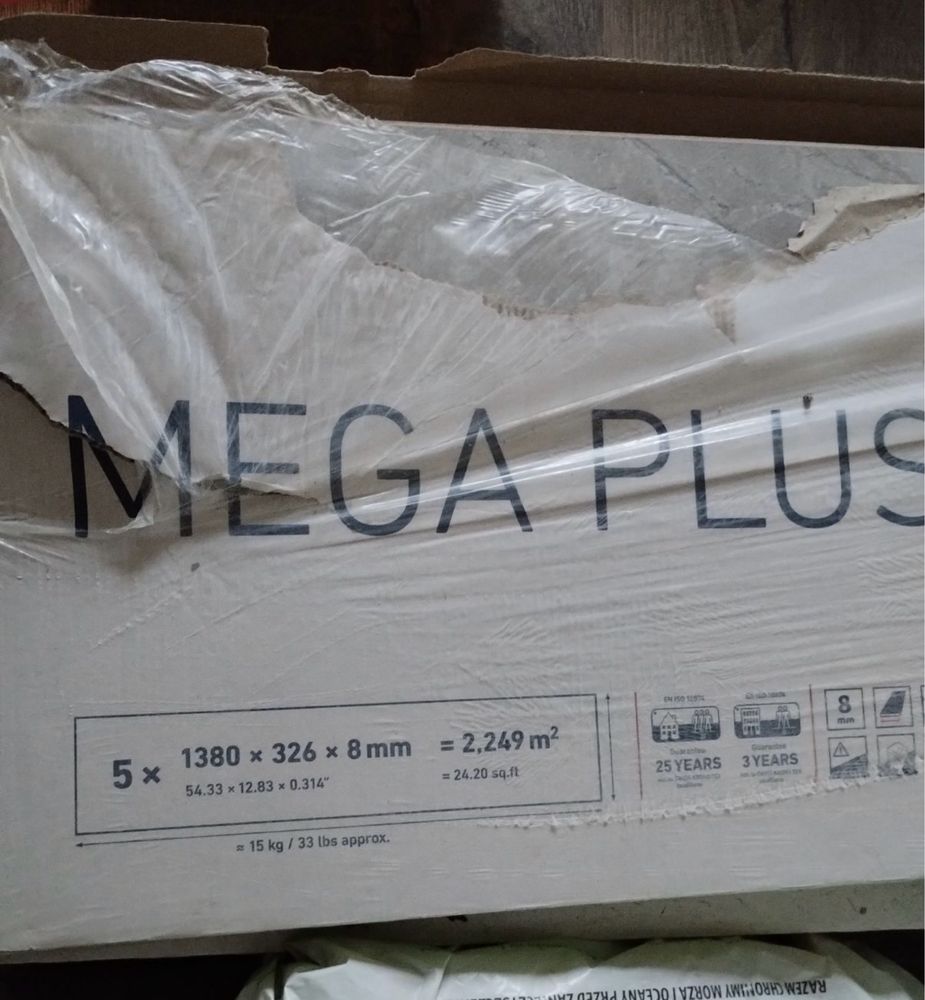 Okazja! Panele podłogowe KRONOTEX Mega Plus Płytki AC4 Nowe 21 m2