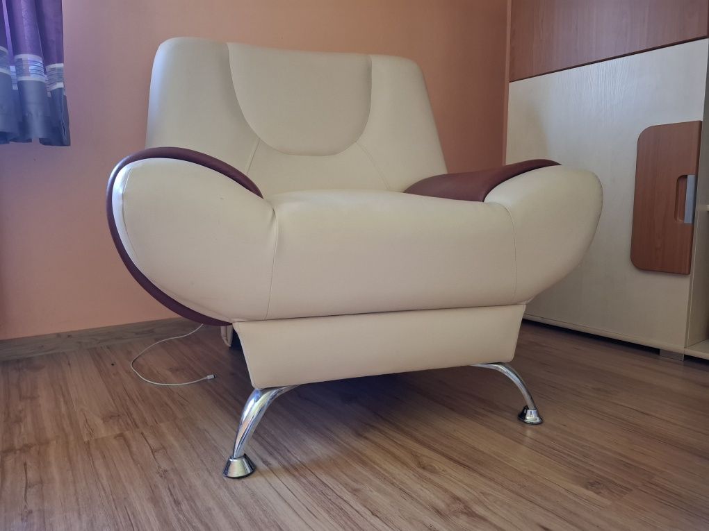 Komplet wypoczynkowy wersalka + 2 fotele EKOSKÓRA