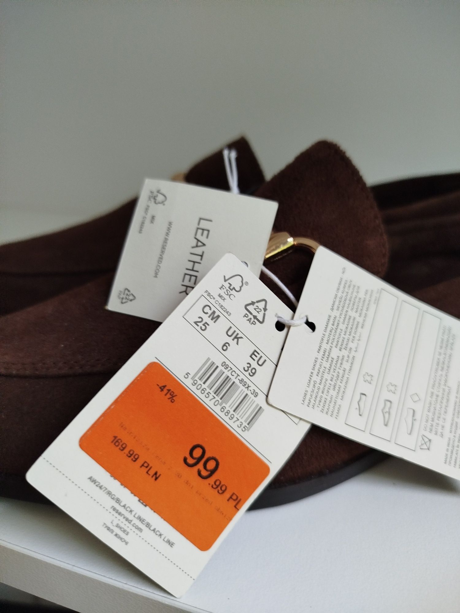 Mokasyny Reserved 39 brązowe
