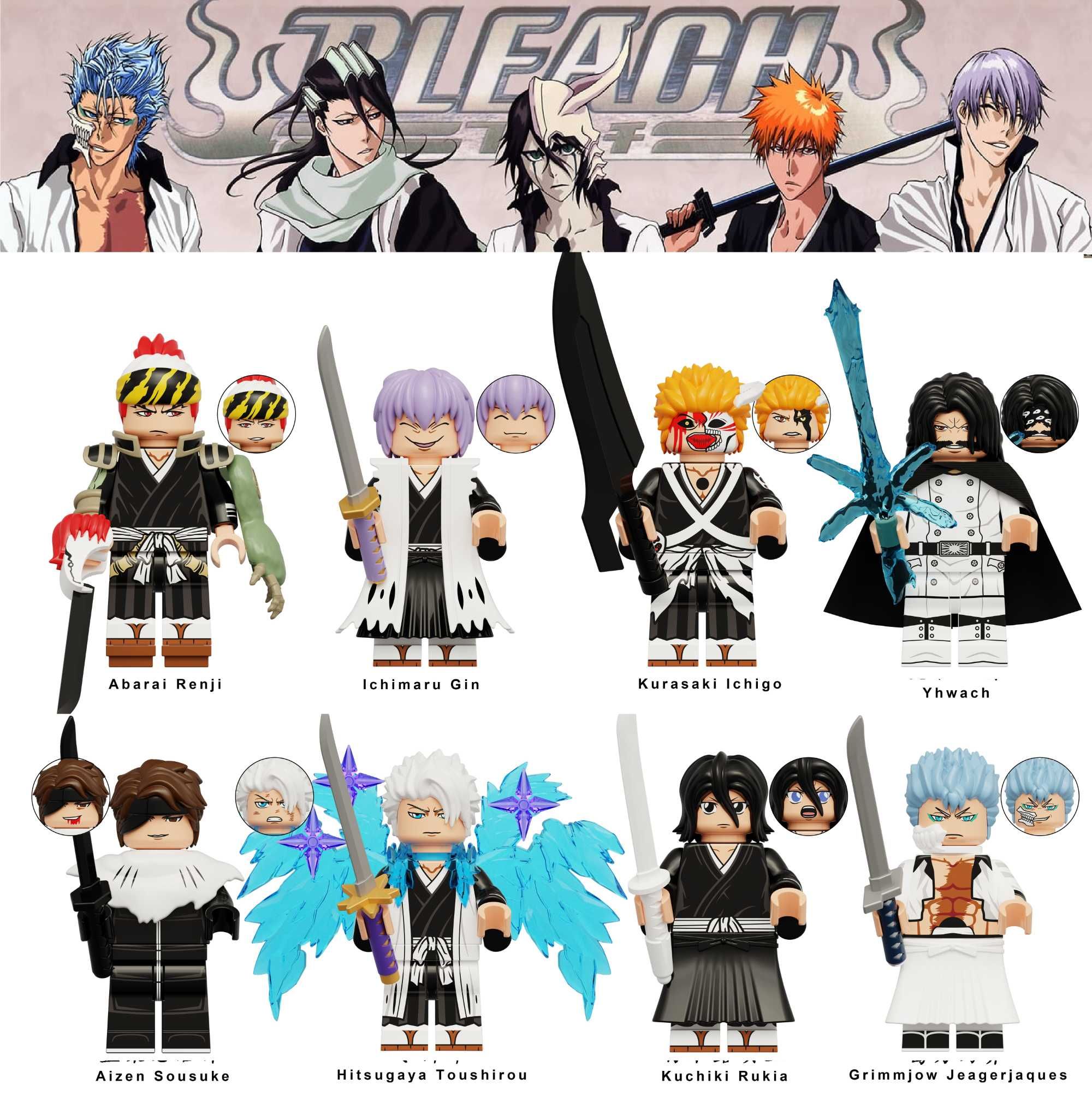 Coleção de bonecos minifiguras Bleach nº2 (compatíveis com Lego)