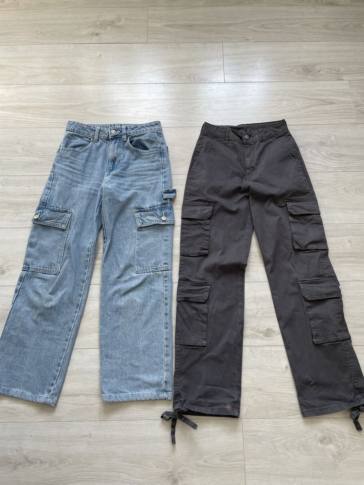 Spodnie, jeansy damskie  2 szt XS cargo, bojówki