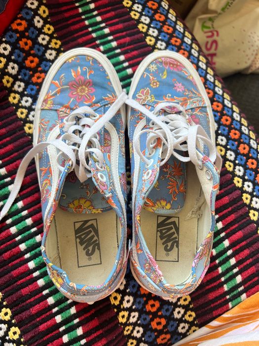 Ténis Vans Azul Desenho Flores Tamanho 41