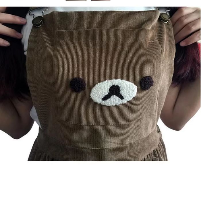Sukienka Harajuku ogrodniczka MIŚ z kapturem styl kawaii - S