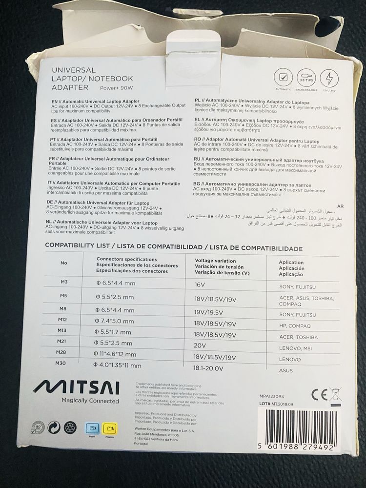 Venco carregador de portatil “universal”
