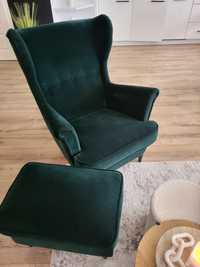 Ikea fotel uszak i podnóżek  zielony jak nowy