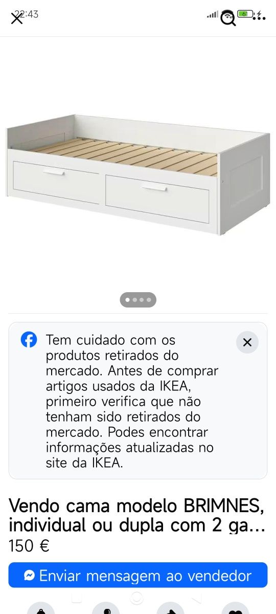 Cama com 2 colchões e 2 gavetas