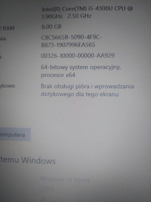 Dell Latitude E5540  ekran 15,6" cpu i5-4300U 4x1,9GHz SPRAWNY