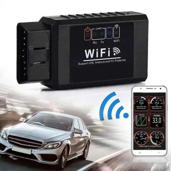 Адаптер для диагностики автомобиля OBD2 ELM327 Wi-Fi 2714 сканер ошибо