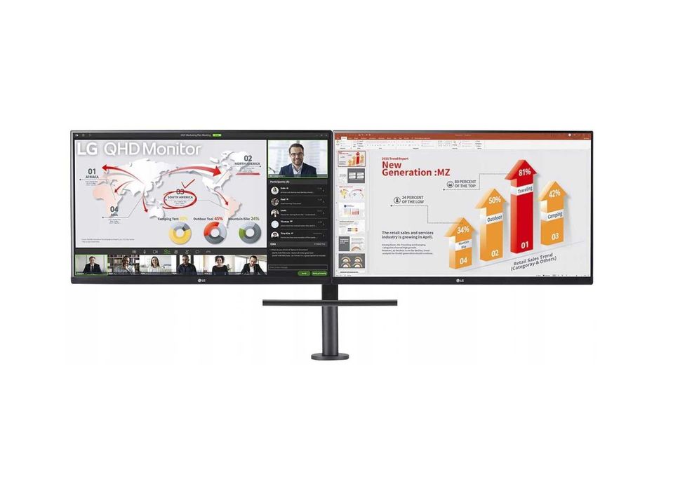 Monitor LG Ergo Dual 27QP88D‑B – 2× 27″ QHD IPS, monitor, USB‑C