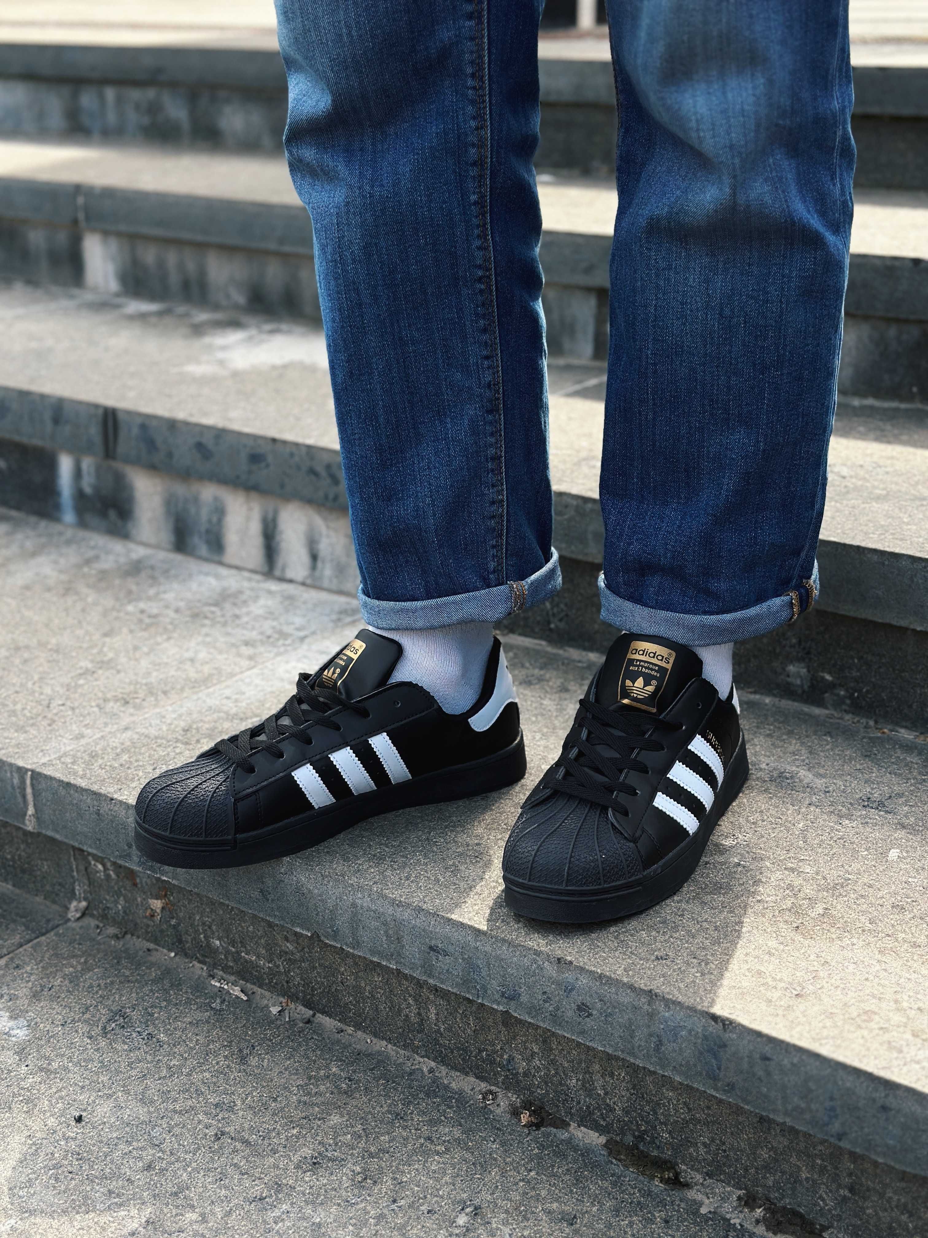 Кросівки Adidas Superstar Black (36-44р) Адідас СУПЕРСТАР чорні Адидас