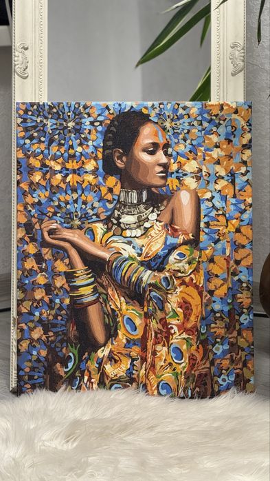 Яскрава картина жінка в етнічному стилі | живопис для дому, інтерʼєр