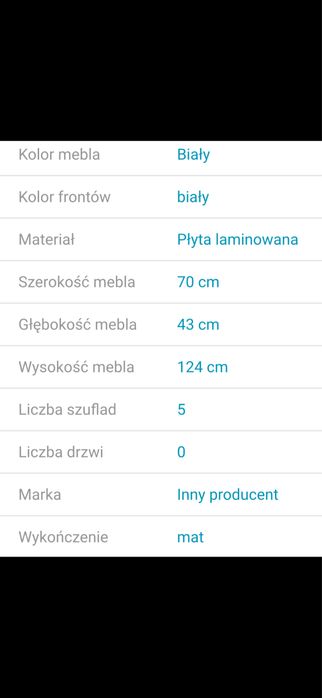 Biała szada, pojemna z 2 szufladami