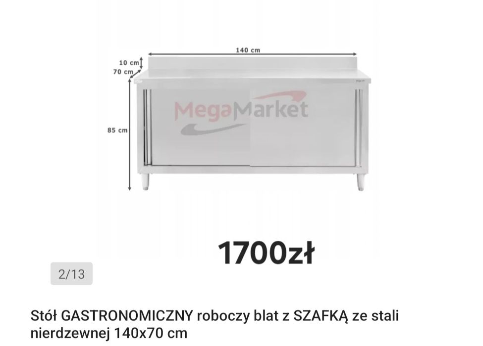 Sprzęt, meble, wyposażenie robocze dla gastronomii