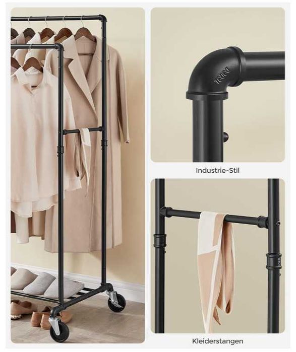 Podwójny wieszak na ubrania na kółkach