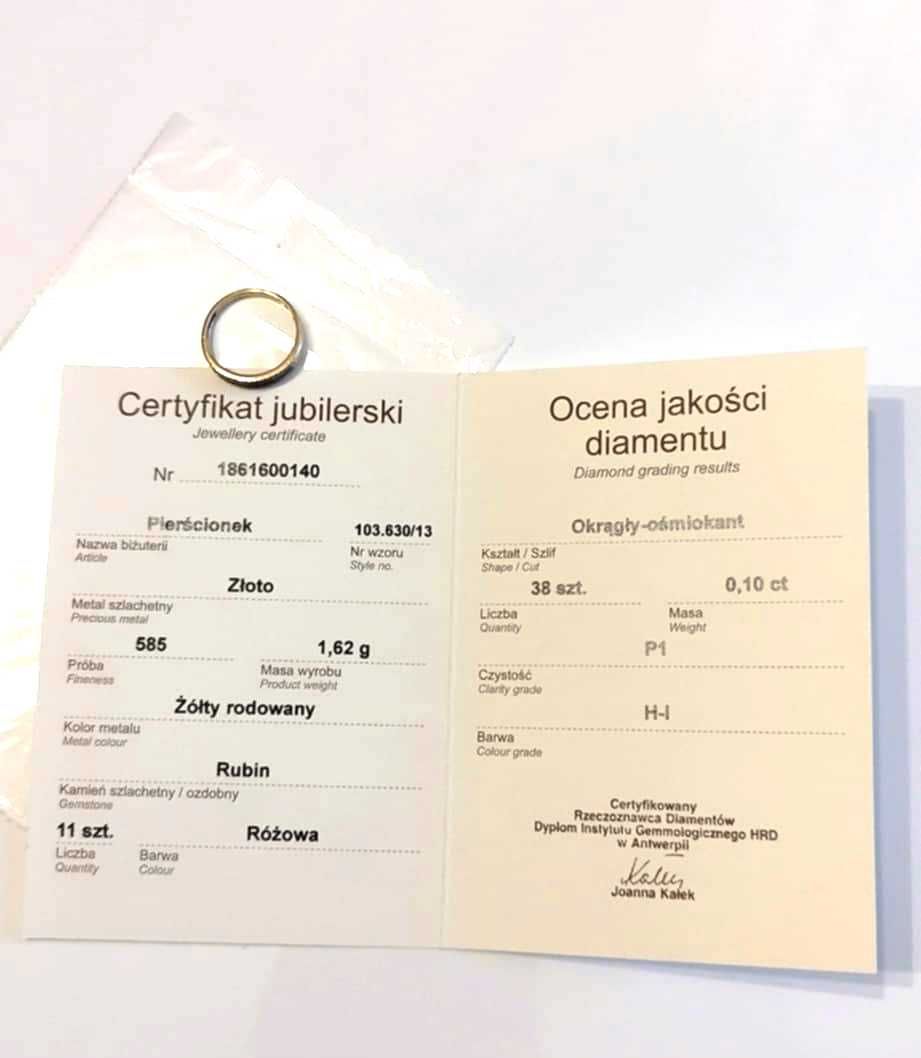 Pierścionek obrączka 38 brylantów APART - kolekcjonerski