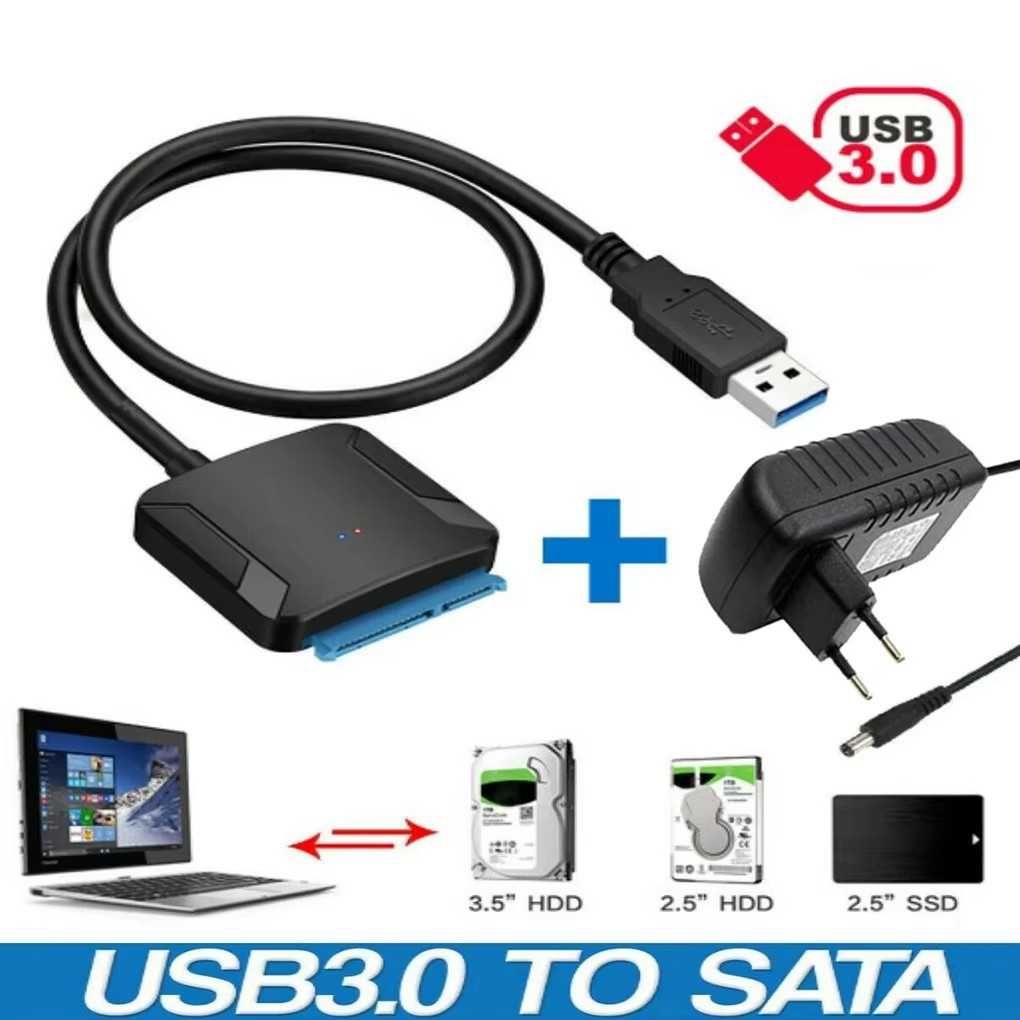 Nowy Adapter SSD / HDD 2,5'' 3,5'' SATA - USB 3.0 + zasilacz 12V, 2A.