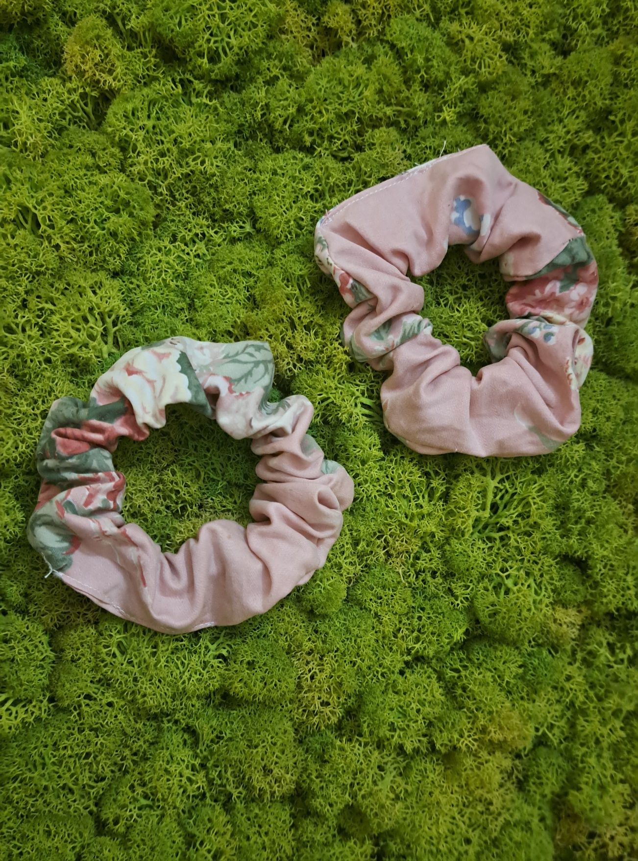 Scrunchie frotka do włosów Kwiaty pastele wzory handmade