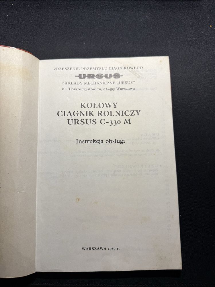 Instrukcja obsługi ciągnika Ursus C-330M oryginał 1989r