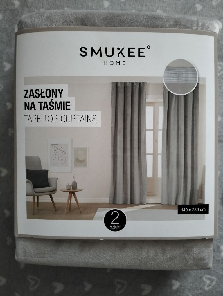 Nowe zasłony aksamitne Smukee na taśmie komplet 2 zasłon velvet welwet
