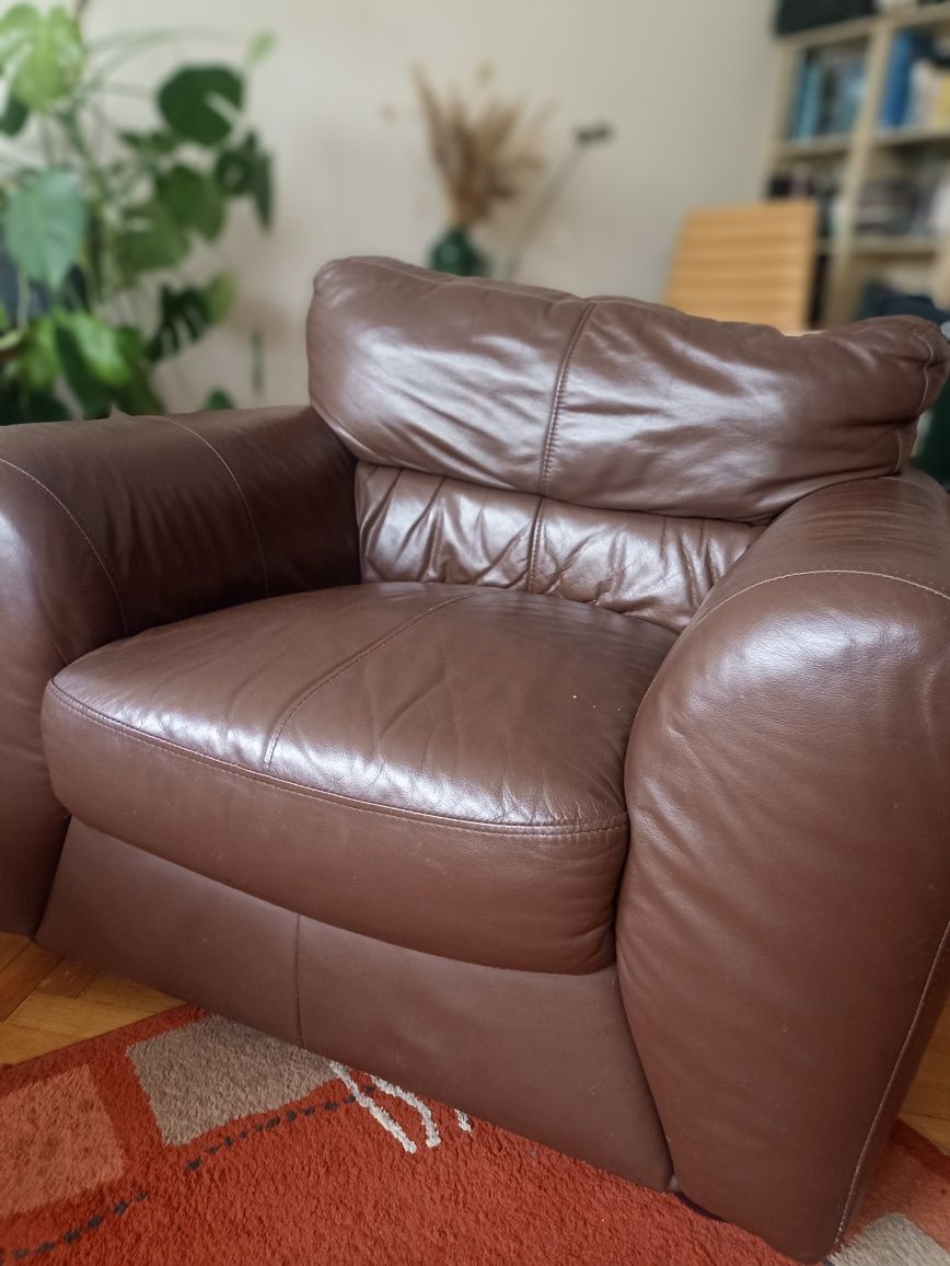 Fotel skórzany brązowy