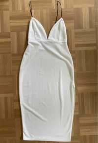 Biała letnia sukienka z rozcięciem S