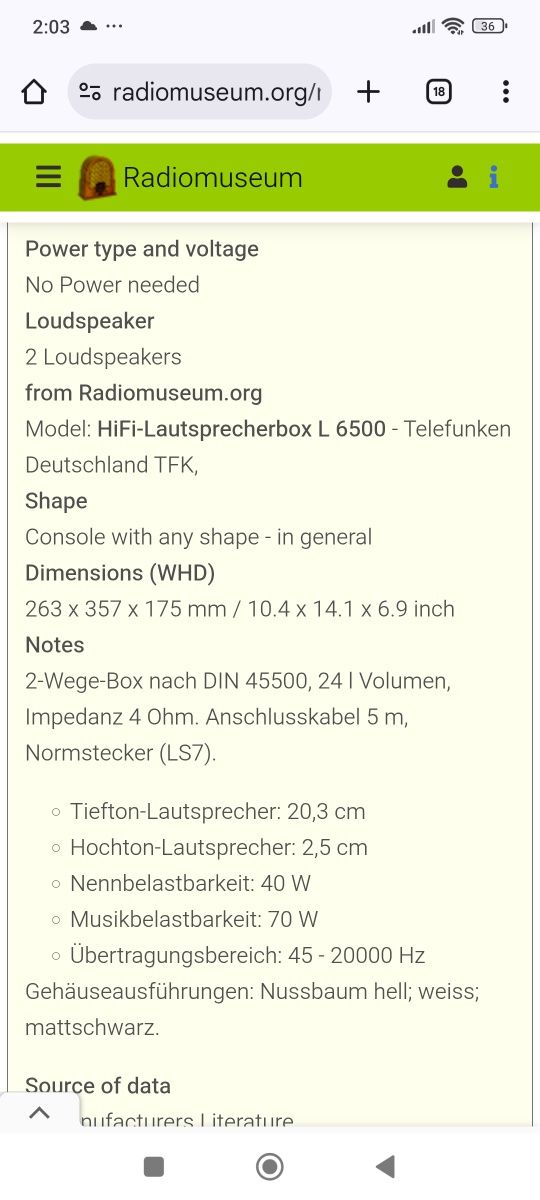 Акустика из Германии Telefunken .