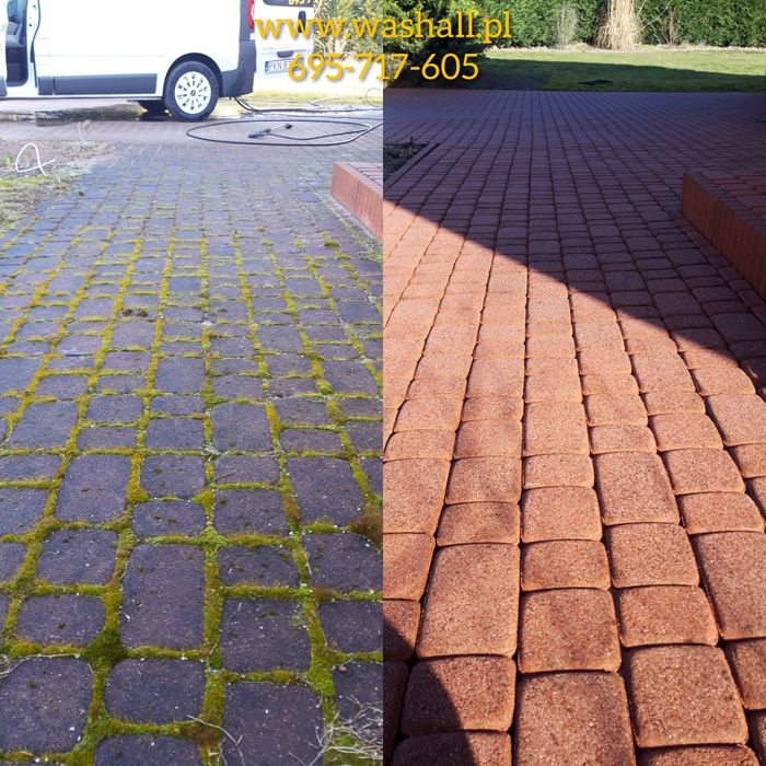 Mycie czyszczenie kostki brukowej elewacji dachów hal malowanie impreg