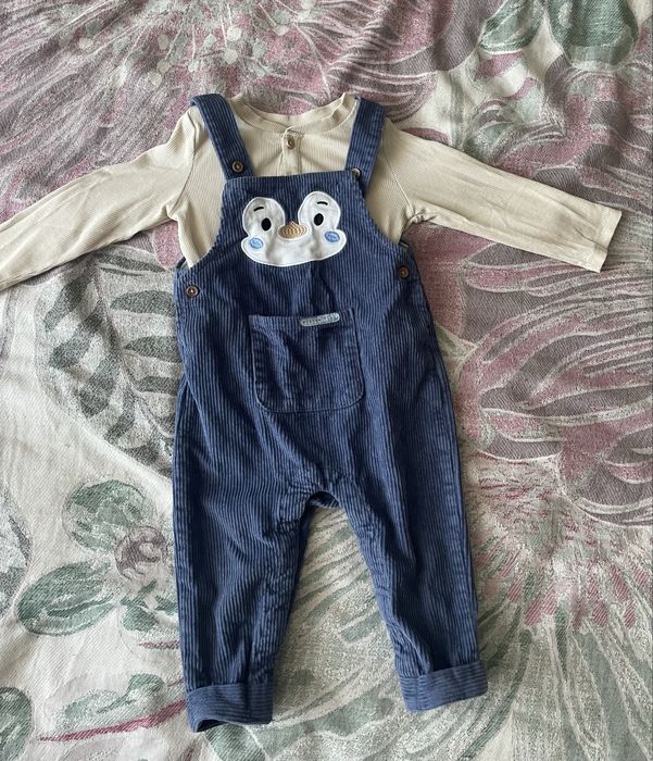 Комбез велюровий , реглан в рубчик 9/12 міс