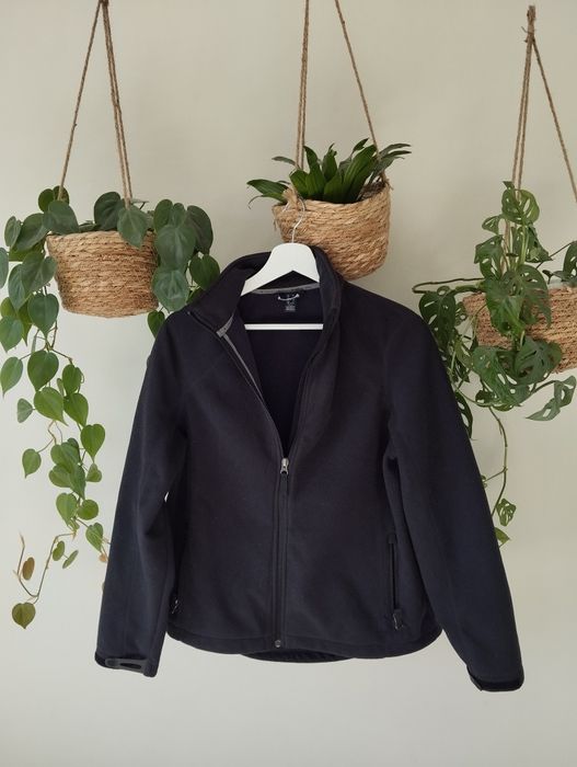 Ciepła bluza, kurtka polarowa, granatowa, w góry, z zasuwanymi kieszen