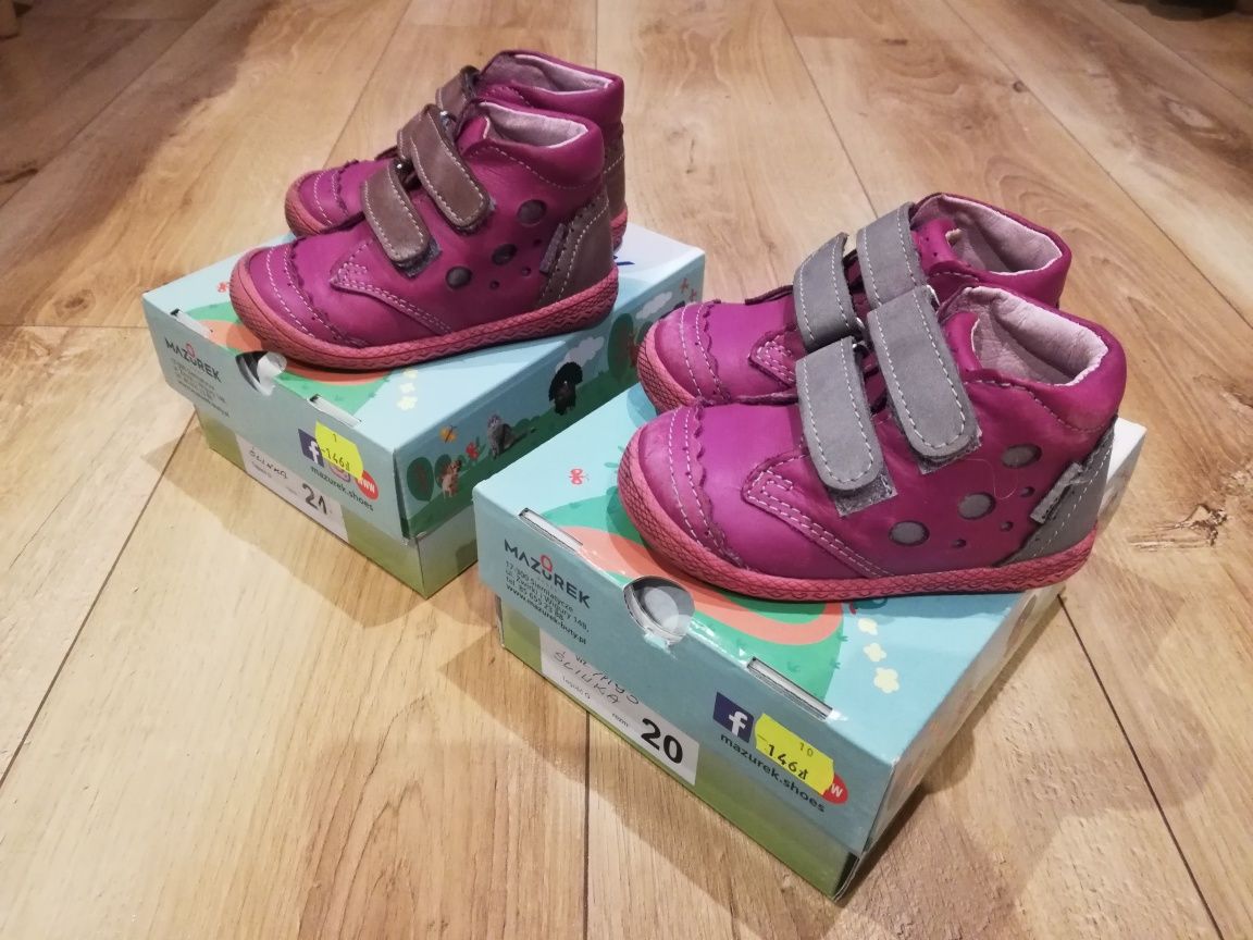 Buty skórzane dla bliźniaczek / bliźniaczki / roz. 20 i 21