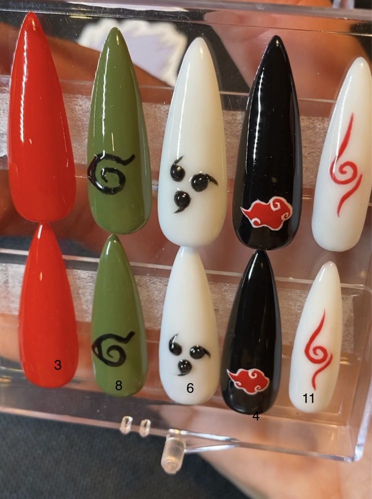 Ręcznie malowane press on nails naruto