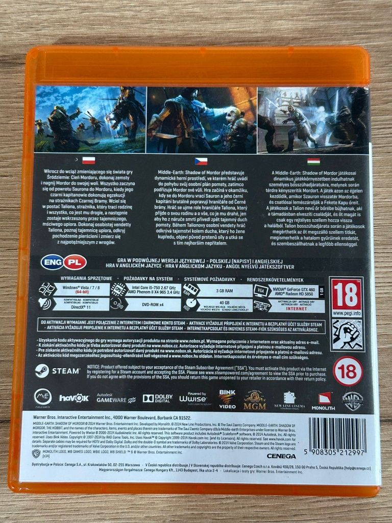 Shadow of Mordor gra PC cień mordoru 5 plyt