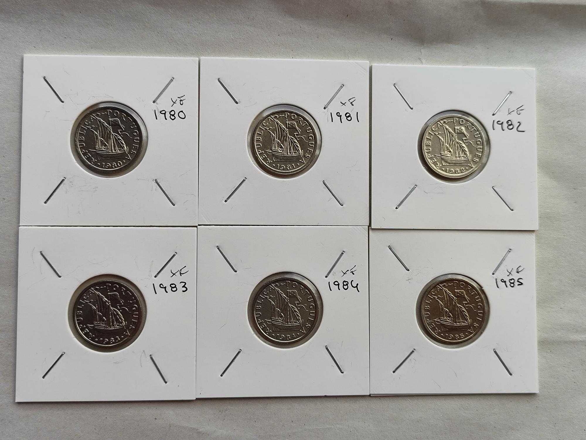 Lote de moedas da República Portuguesa de 2$50 de 1980 a 1985 a 3€