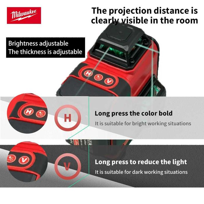 Лазерный уровень Milwaukee 4D - Оригинальный точный измеритель (16 li)